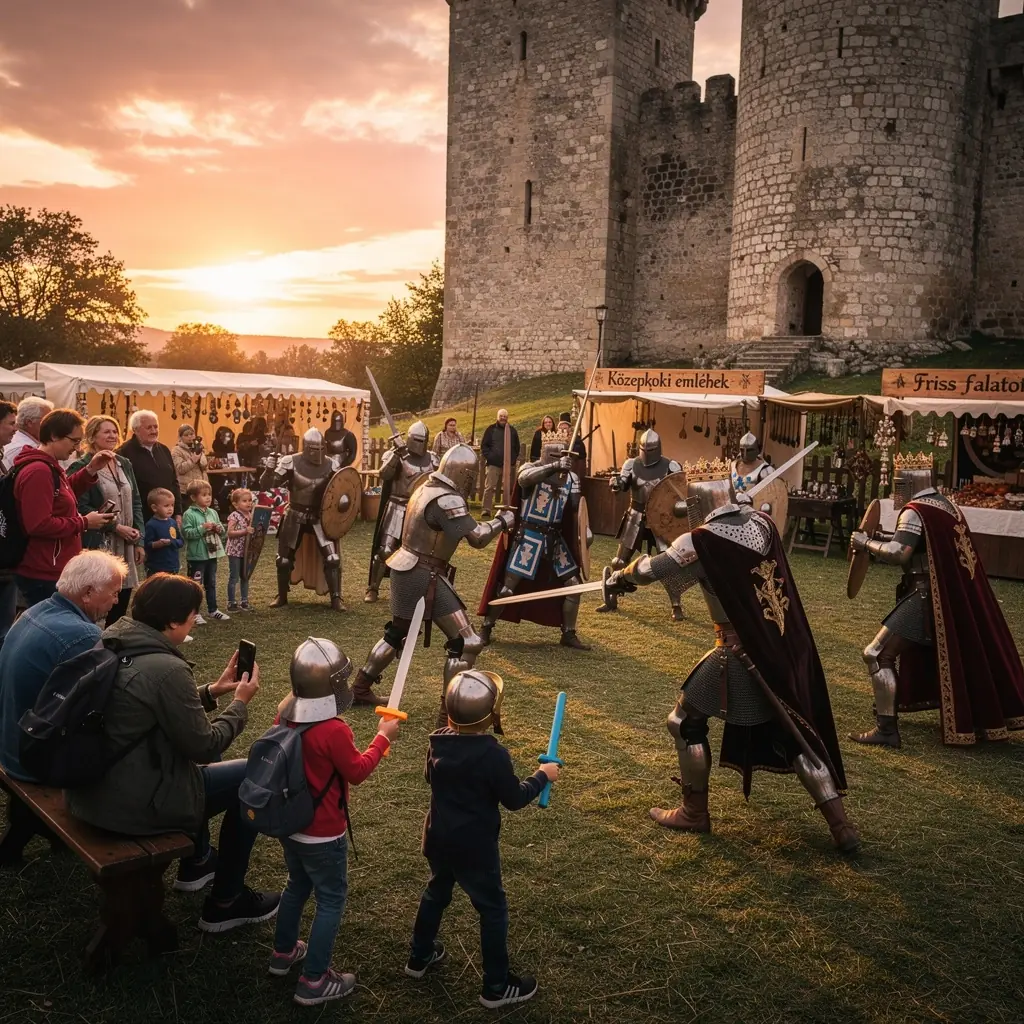 Középkori városkép, ahol a kereskedelem és kultúra virágzott.