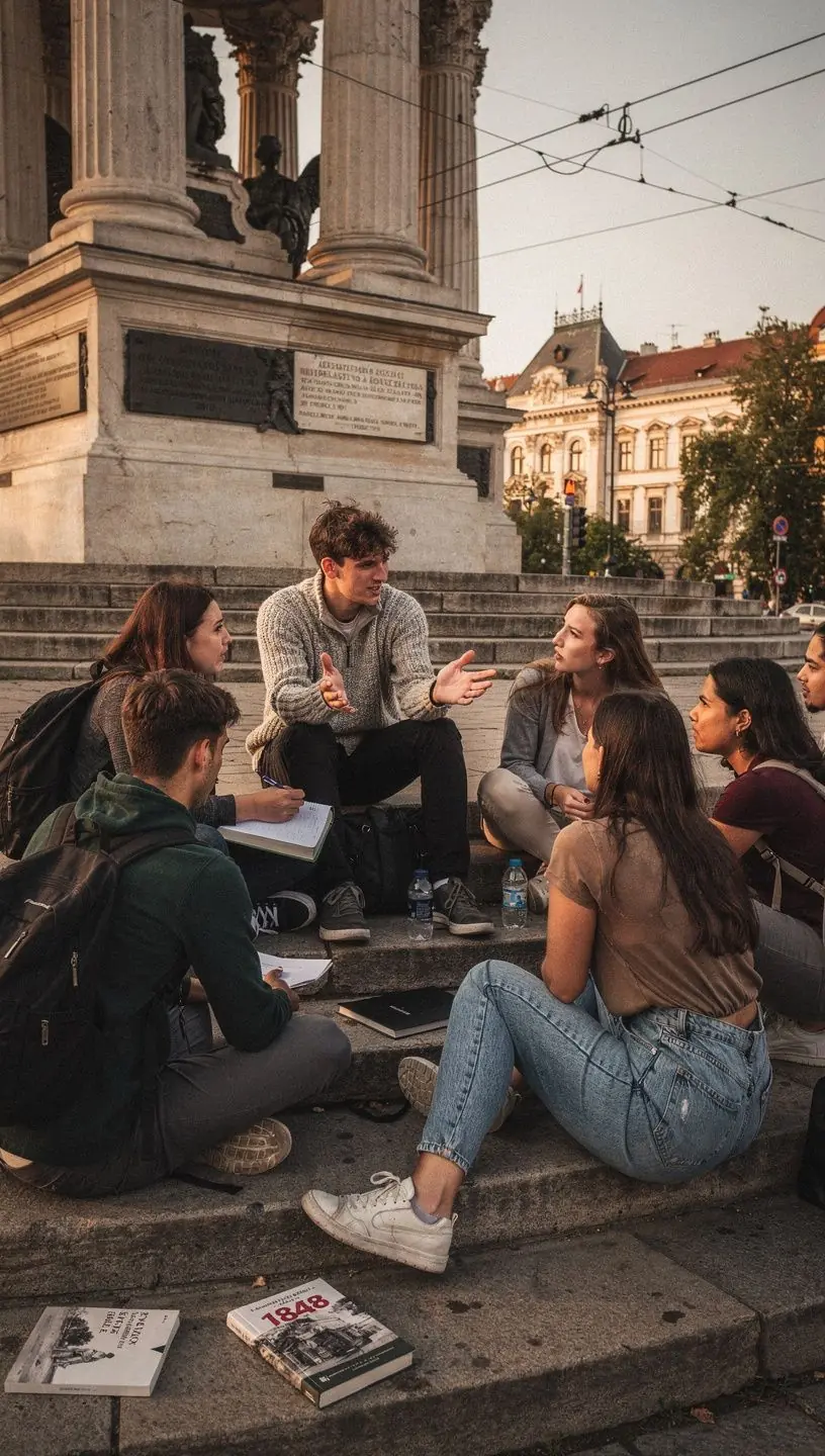 Középkori városkép, ahol a kereskedelem és kultúra virágzott.